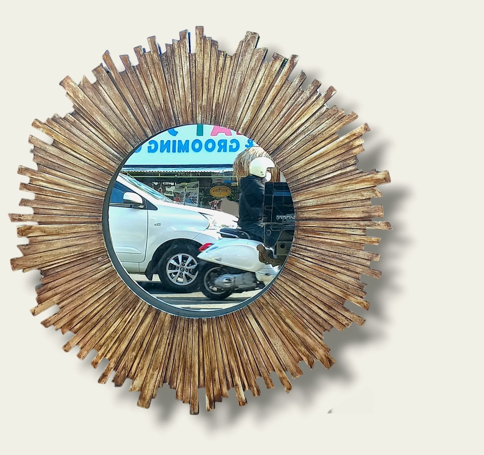 Sun Wooden Wall Mirror Home Decoration-1